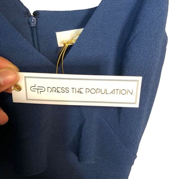 Dress the Population Dress Womens S Beth Flutter Sleeve Graphite Blue - Picture 3 of 9